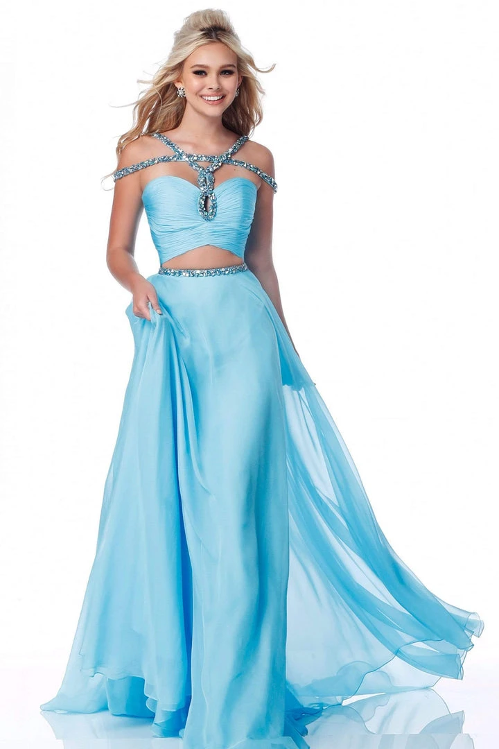 Sherri Hill - 51812 Strap-Detailed Two Piece Chiffon A Line Dress 6 Sherri Hill - 51812 Strap-Detailed Two Piece Chiffon A Line Dress