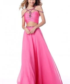 Sherri Hill - 51812 Strap-Detailed Two Piece Chiffon A Line Dress 13 Sherri Hill - 51812 Strap-Detailed Two Piece Chiffon A Line Dress
