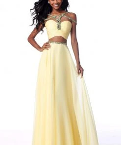 Sherri Hill - 51812 Strap-Detailed Two Piece Chiffon A Line Dress 18 Sherri Hill - 51812 Strap-Detailed Two Piece Chiffon A Line Dress
