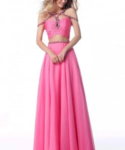 Sherri Hill - 51812 Strap-Detailed Two Piece Chiffon A Line Dress