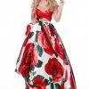 Sherri Hill - 51815 Plunging Off-Shoulder Floral Taffeta Ballgown