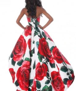 Sherri Hill - 51816 Strapless Floral Print High Low A-Line Dress