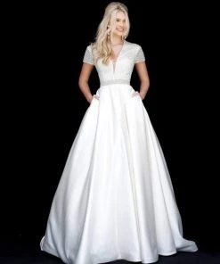 Sherri Hill - 51819 Beaded Ornate V Neck Satin Ballgown 16 Sherri Hill - 51819 Beaded Ornate V Neck Satin Ballgown