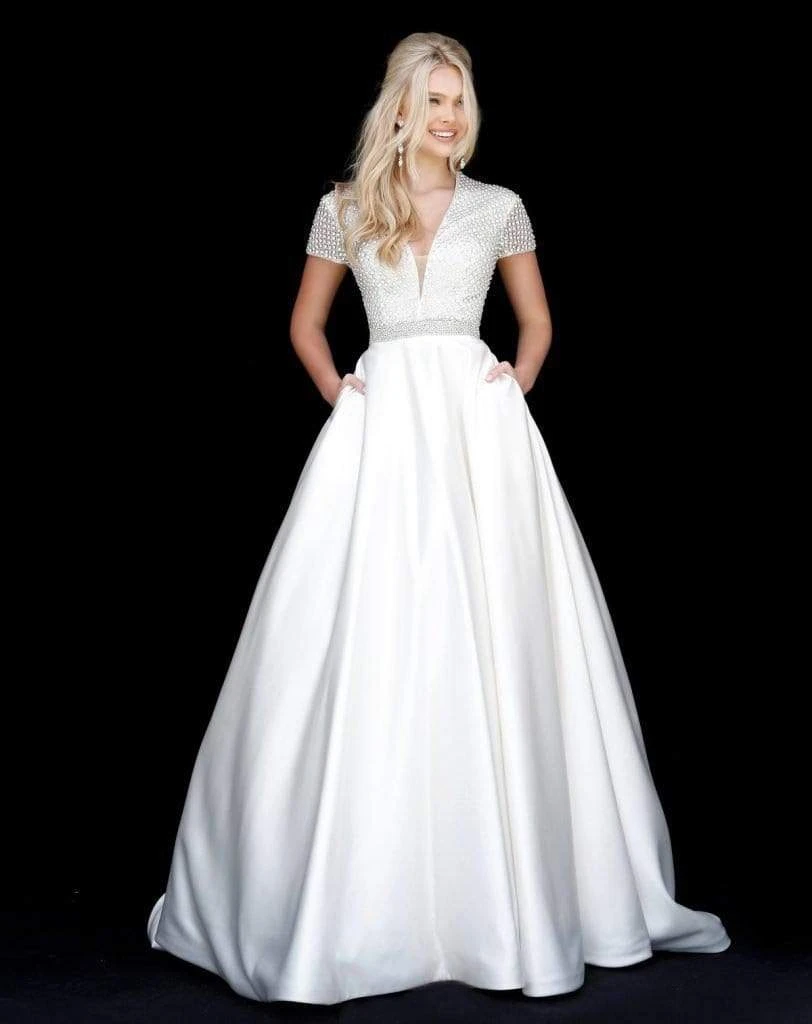 Sherri Hill - 51819 Beaded Ornate V Neck Satin Ballgown 8 Sherri Hill - 51819 Beaded Ornate V Neck Satin Ballgown