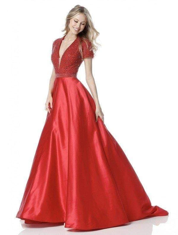 Sherri Hill - 51819 Beaded Ornate V Neck Satin Ballgown 3 Sherri Hill - 51819 Beaded Ornate V Neck Satin Ballgown