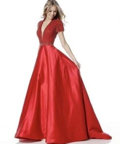 Sherri Hill - 51819 Beaded Ornate V Neck Satin Ballgown 14 Sherri Hill - 51819 Beaded Ornate V Neck Satin Ballgown