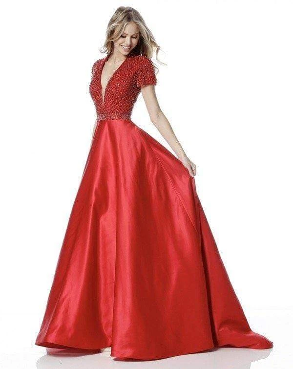 Sherri Hill - 51819 Beaded Ornate V Neck Satin Ballgown 6 Sherri Hill - 51819 Beaded Ornate V Neck Satin Ballgown