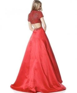 Sherri Hill - 51819 Beaded Ornate V Neck Satin Ballgown