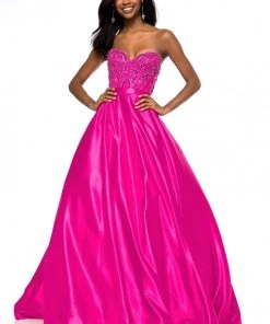 Sherri Hill - 51820 Beaded Strapless Satin Ballgown With Train