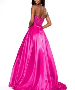 Sherri Hill - 51820 Beaded Strapless Satin Ballgown With Train