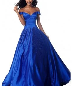 Sherri Hill - 51825 Off Shoulder Jewel-Spangled Satin Dress