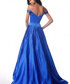 Sherri Hill - 51825 Off Shoulder Jewel-Spangled Satin Dress 6 Sherri Hill - 51825 Off Shoulder Jewel-Spangled Satin Dress