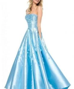 Sherri Hill - 51830 Floral Appliqued Strapless A-Line Dress
