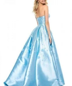 Sherri Hill - 51830 Floral Appliqued Strapless A-Line Dress