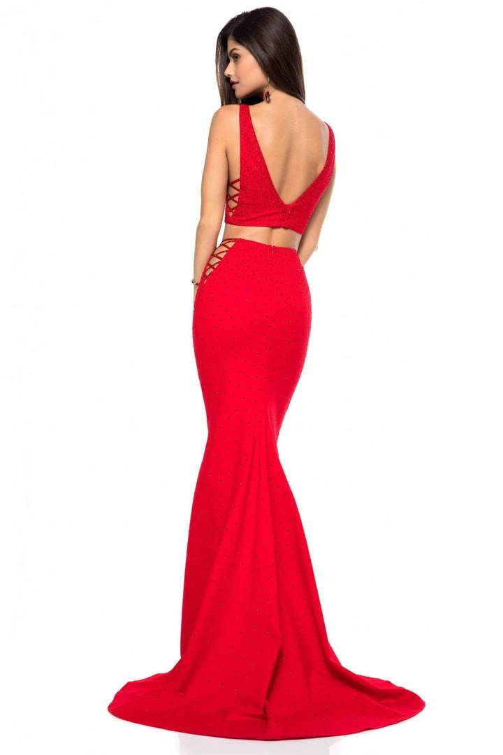 Sherri Hill - 51840 Two-Piece Jewel Dotted Lace-Up Long Dress 4 Sherri Hill - 51840 Two-Piece Jewel Dotted Lace-Up Long Dress