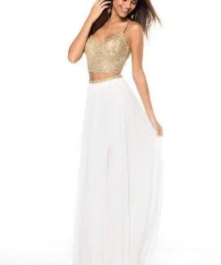 Sherri Hill - 51842 Two Piece Lace V-Neck Chiffon A-Line Dress