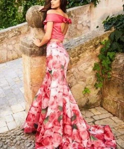 Sherri Hill - 51849 Two Piece Off-Shoulder Floral Print Mermaid Dress 7 Sherri Hill - 51849 Two Piece Off-Shoulder Floral Print Mermaid Dress