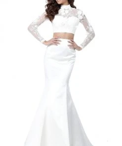 Sherri Hill - 51853 Two Piece Applique Mermaid Dress With Train 11 Sherri Hill - 51853 Two Piece Applique Mermaid Dress With Train