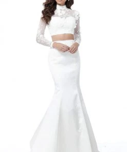 Sherri Hill - 51853 Two Piece Applique Mermaid Dress With Train