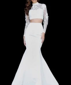 Sherri Hill - 51853 Two Piece Applique Mermaid Dress With Train 12 Sherri Hill - 51853 Two Piece Applique Mermaid Dress With Train