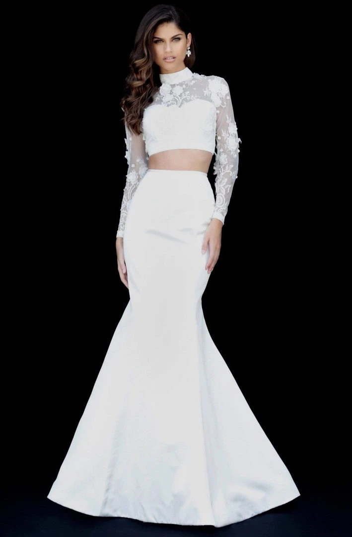 Sherri Hill - 51853 Two Piece Applique Mermaid Dress With Train 6 Sherri Hill - 51853 Two Piece Applique Mermaid Dress With Train