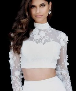 Sherri Hill - 51853 Two Piece Applique Mermaid Dress With Train 14 Sherri Hill - 51853 Two Piece Applique Mermaid Dress With Train