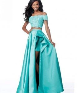 Sherri Hill - 51857 Two Piece Lace Off-Shoulder Mikado A-Line Dress 13 Sherri Hill - 51857 Two Piece Lace Off-Shoulder Mikado A-Line Dress
