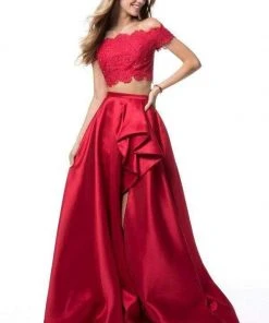 Sherri Hill - 51857 Two Piece Lace Off-Shoulder Mikado A-Line Dress