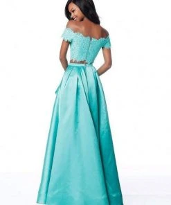 Sherri Hill - 51857 Two Piece Lace Off-Shoulder Mikado A-Line Dress 14 Sherri Hill - 51857 Two Piece Lace Off-Shoulder Mikado A-Line Dress