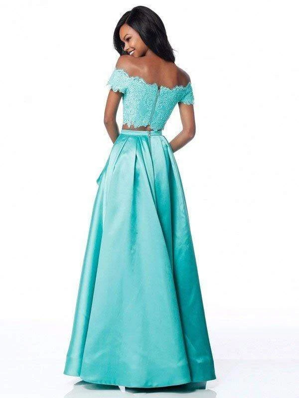 Sherri Hill - 51857 Two Piece Lace Off-Shoulder Mikado A-Line Dress 8 Sherri Hill - 51857 Two Piece Lace Off-Shoulder Mikado A-Line Dress