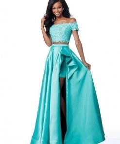 Sherri Hill - 51857 Two Piece Lace Off-Shoulder Mikado A-Line Dress 15 Sherri Hill - 51857 Two Piece Lace Off-Shoulder Mikado A-Line Dress