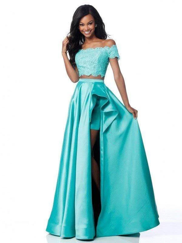 Sherri Hill - 51857 Two Piece Lace Off-Shoulder Mikado A-Line Dress 9 Sherri Hill - 51857 Two Piece Lace Off-Shoulder Mikado A-Line Dress