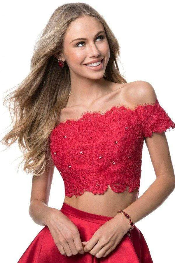 Sherri Hill - 51857 Two Piece Lace Off-Shoulder Mikado A-Line Dress 6 Sherri Hill - 51857 Two Piece Lace Off-Shoulder Mikado A-Line Dress