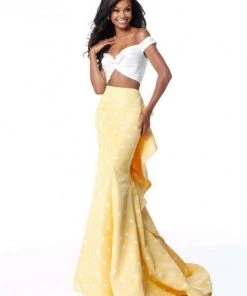 Sherri Hill - 51865 Two-Piece Ruffle Paneled Polkadot Dress