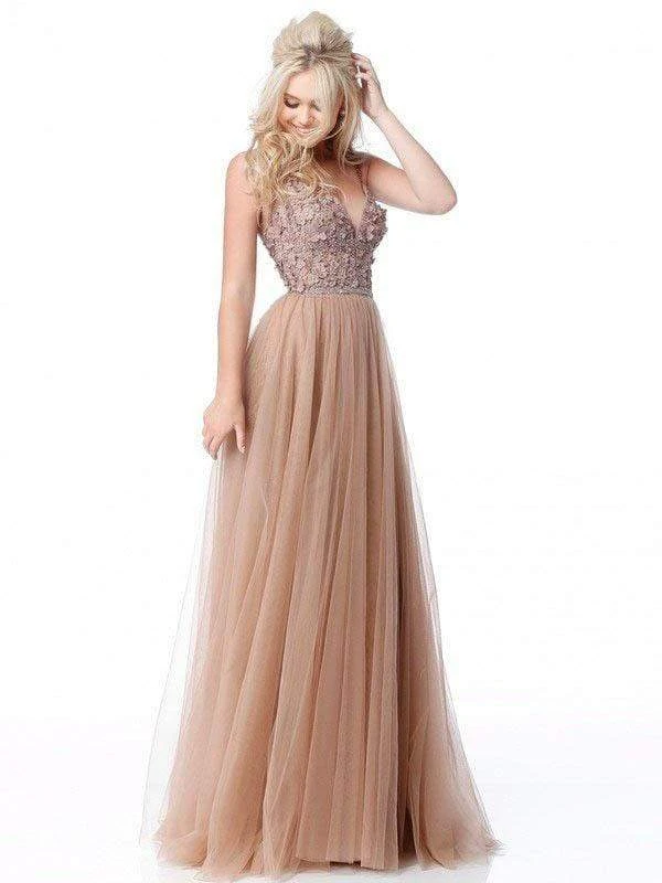 Sherri Hill - 51866 Floral Appliqued Plunging V-Neck Dress 6 Sherri Hill - 51866 Floral Appliqued Plunging V-Neck Dress