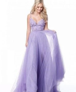 Sherri Hill - 51866 Floral Appliqued Plunging V-Neck Dress 10 Sherri Hill - 51866 Floral Appliqued Plunging V-Neck Dress