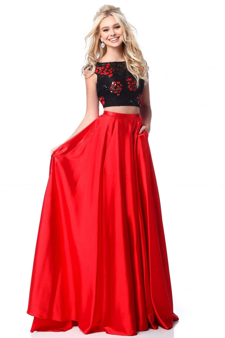 Sherri Hill - 51867 Two Piece Floral Applique A-Line Gown 3 Sherri Hill - 51867 Two Piece Floral Applique A-Line Gown