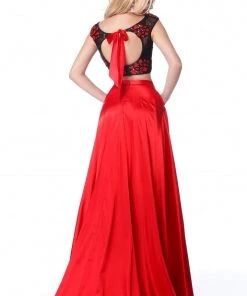 Sherri Hill - 51867 Two Piece Floral Applique A-Line Gown 8 Sherri Hill - 51867 Two Piece Floral Applique A-Line Gown