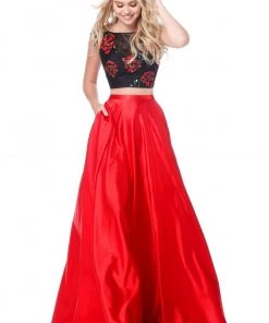 Sherri Hill - 51867 Two Piece Floral Applique A-Line Gown 9 Sherri Hill - 51867 Two Piece Floral Applique A-Line Gown