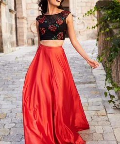 Sherri Hill - 51867 Two Piece Floral Applique A-Line Gown 10 Sherri Hill - 51867 Two Piece Floral Applique A-Line Gown