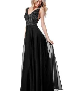 Sherri Hill - 51874 Beaded V-Neck Bodice Chiffon Dress