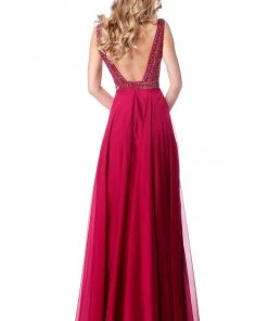 Sherri Hill - 51874 Beaded V-Neck Bodice Chiffon Dress