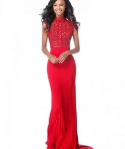 Sherri Hill - 51876 Beaded High Neck Sheath Dress 10 Sherri Hill - 51876 Beaded High Neck Sheath Dress