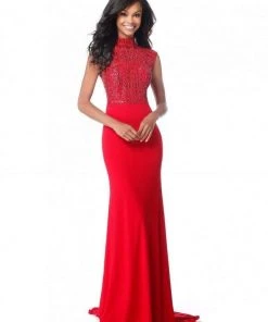 Sherri Hill - 51876 Beaded High Neck Sheath Dress