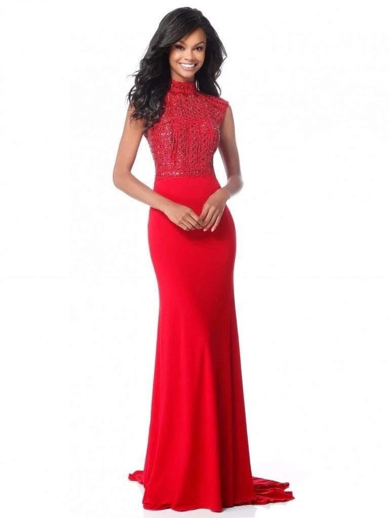 Sherri Hill - 51876 Beaded High Neck Sheath Dress 3 Sherri Hill - 51876 Beaded High Neck Sheath Dress