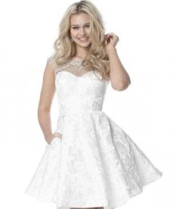 Sherri Hill - 51878 Embellished Illusion Bateau Brocade A-line Dress