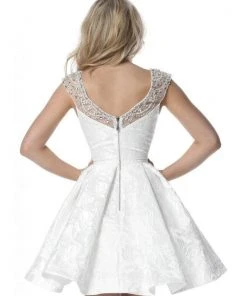 Sherri Hill - 51878 Embellished Illusion Bateau Brocade A-line Dress 8 Sherri Hill - 51878 Embellished Illusion Bateau Brocade A-line Dress