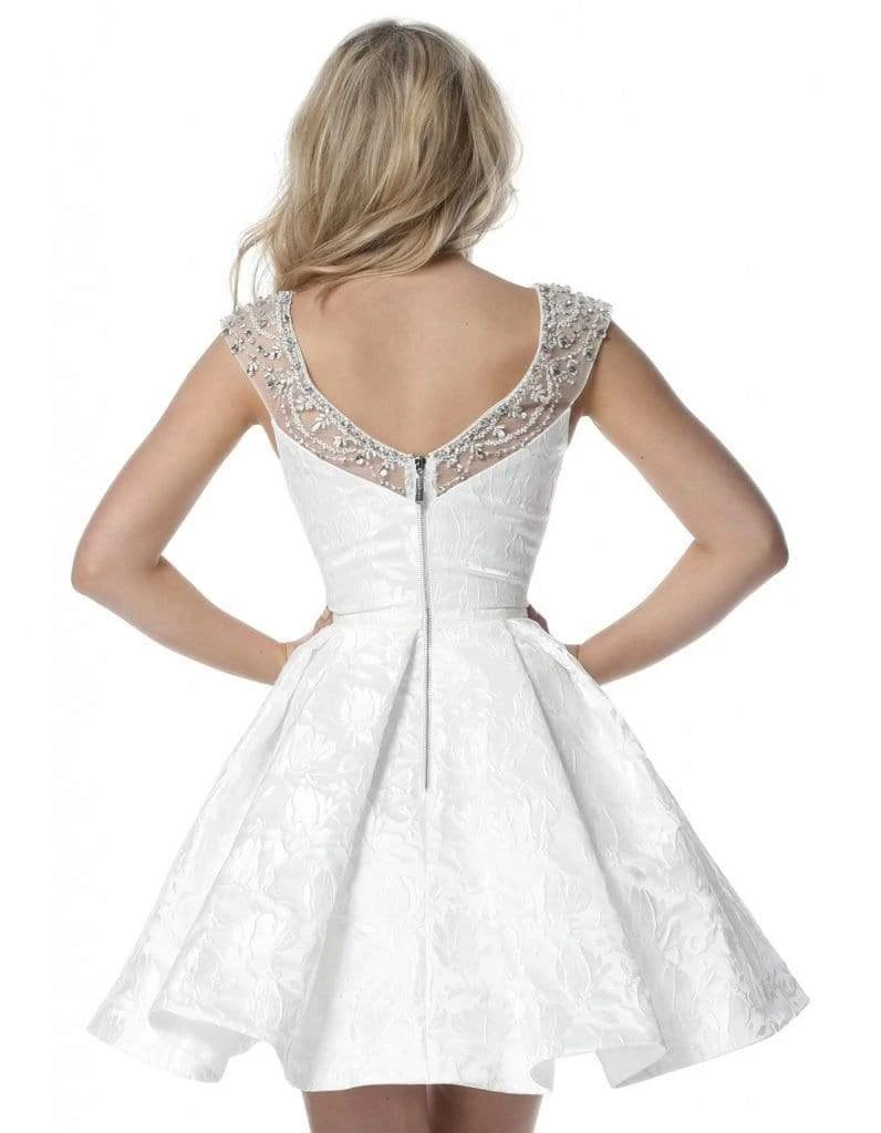 Sherri Hill - 51878 Embellished Illusion Bateau Brocade A-line Dress 4 Sherri Hill - 51878 Embellished Illusion Bateau Brocade A-line Dress