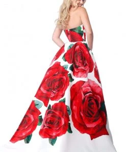 Sherri Hill - 51887 Strapless Floral Print Semi-Sweetheart Ballgown