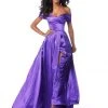 Sherri Hill - 51892 Off Shoulder High Slit Satin A-Line Dress
